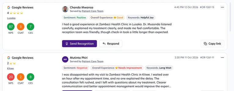 A Google review with the Send Recognition button